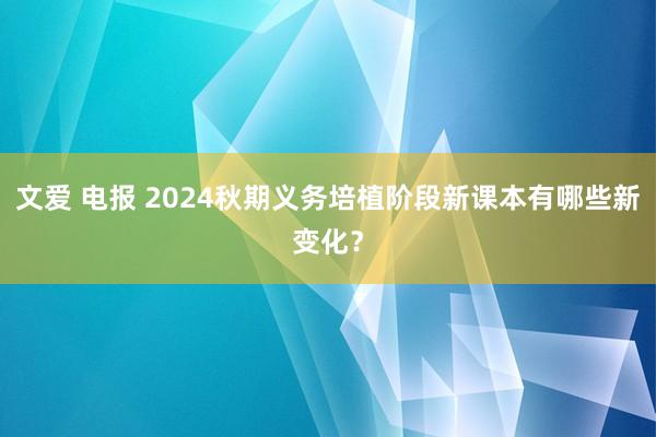 文爱 电报 2024秋期义务培植阶段新课本有哪些新变化？