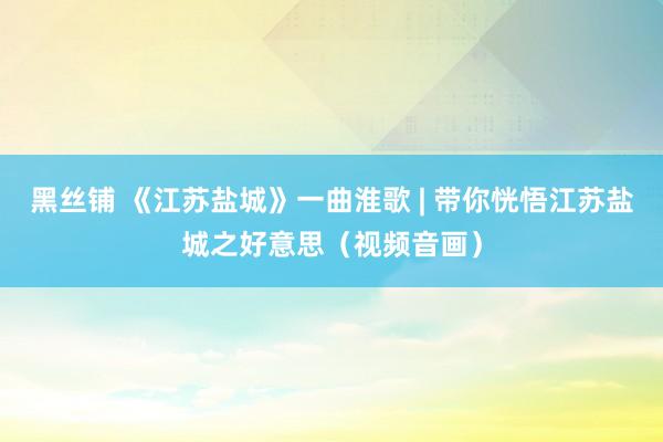黑丝铺 《江苏盐城》一曲淮歌 | 带你恍悟江苏盐城之好意思（视频音画）