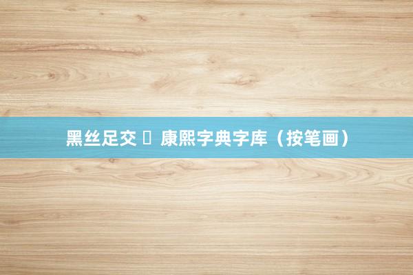 黑丝足交 ​康熙字典字库（按笔画）